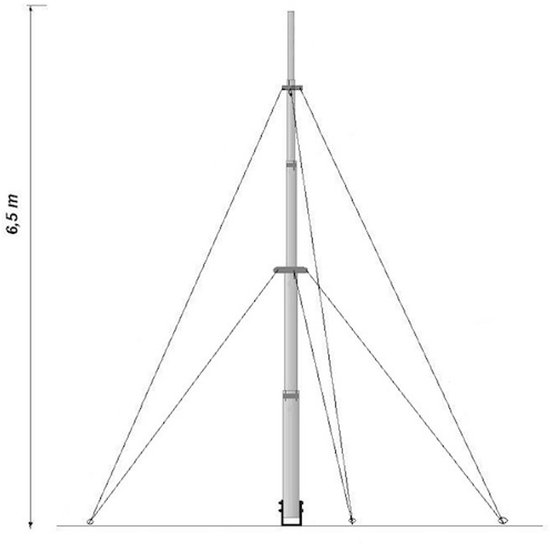 WL4 MT65 Telescopische universele aluminium mast 6,5m met tuikabels voor camera of antenne