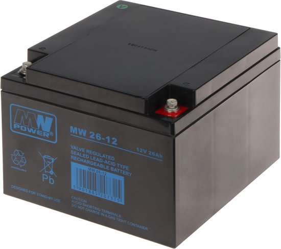 WL4 SB-12-260 accu 12VDC 16 Ah voor bijvoorbeeld een zonnepaneel, alarm, UPS of toegangscontrole installatie van Merkloos