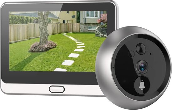 WLAN Deurbell met 166° Groothoek en PIR Sensor - 2MP Deur Spy Camera met 4.3 Inch Kleuren Scherm - 4600mAh Accu - AI Mensenherkenning - Twee-Weg Video Bellen en Live Weergave - Nachtzicht tot 5 Meter - Eenvoudig in Gebruik voor Ouderen en Kinderen van Merkloos