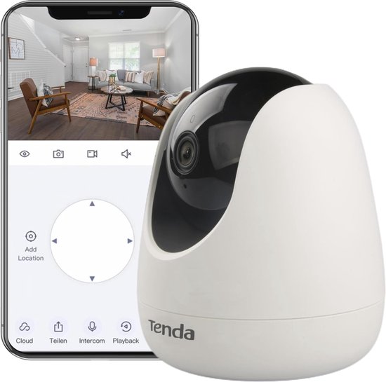 WLAN IP-camera binnenshuis met 1080p, 360° zicht, 2-weg audio, bewegingsdetectie en nachtzicht van Merkloos