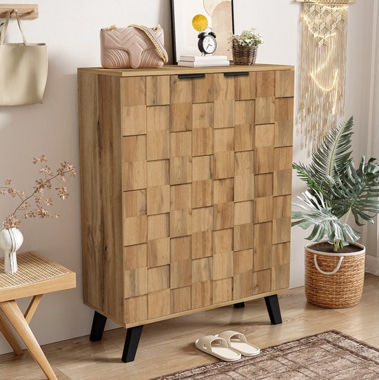 WUVRIE - Schoenenkast 80,5 x 35 x 109,5 cm - 5 vakken, 4 verstelbare planken - Houtkleur