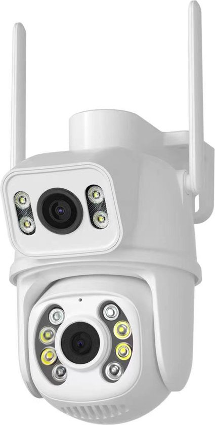 Xd Xtreme - Dual lens beveiligings camera - 2 camera's in een behuizing - wit - PTZ - waterdicht - Bluetooth - Wi-Fi - LAN van Merkloos