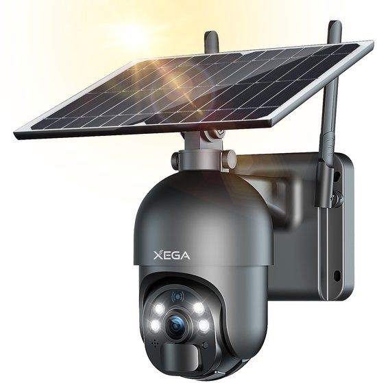 Xega 4G LTE Buiten Beveiligingscamera - 2K Super HD, Zonnepaneel, Volledig Draadloos, PIR Bewegingssensor, Nachtzicht, Tweeweg Audio Camera van Merkloos