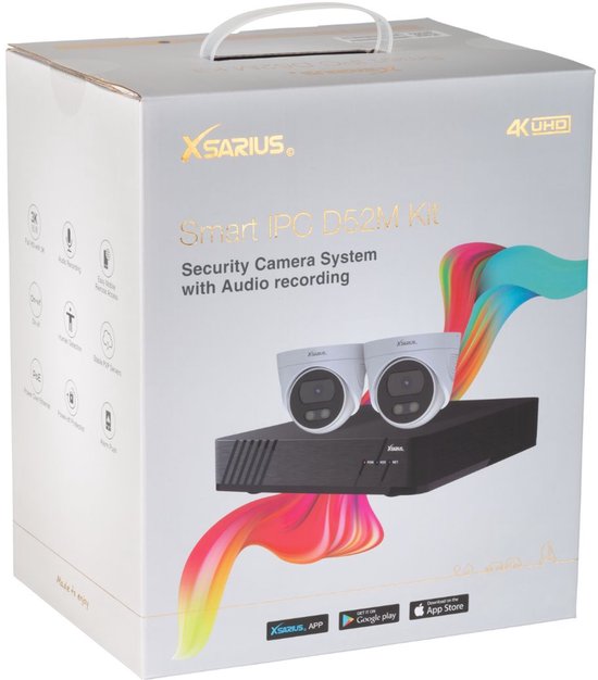 Xsarius Smart IPC D52M Kit –Full HD 3K POE Beveiligingssysteem met Audio van Xsarius