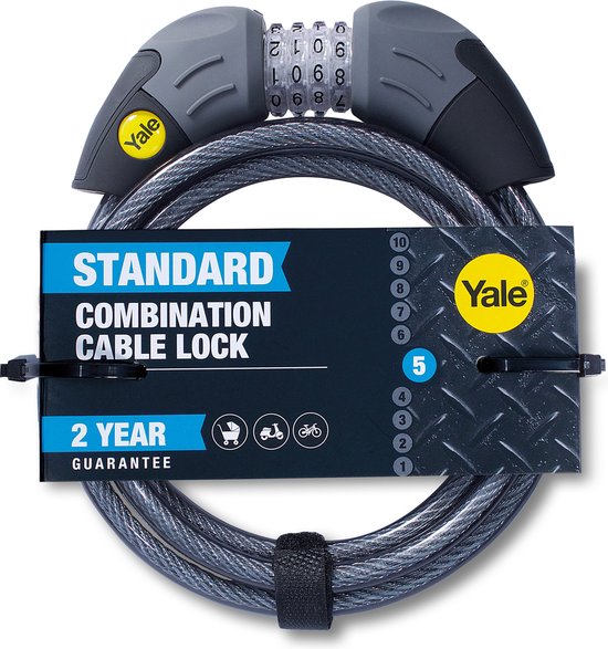 Yale Kabelslot met cijferslot Ø10 mm, lengte 180 cm voor fiets - Sleutelloos fietsslot, geen sleutel nodig van Yale