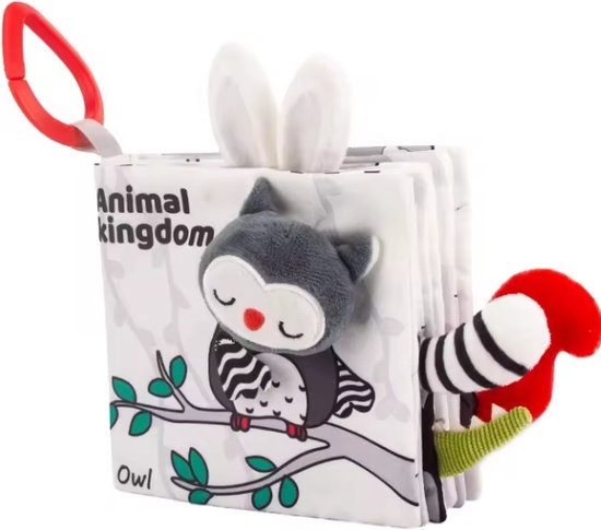 Yippiez - Owl - Zacht knisperboek baby- Met Piepend Drukfluitje - box speelgoed - sensorisch - leren - stof – verschillende kleuren - dieren - kraamkado – kraamcadeau van Yi