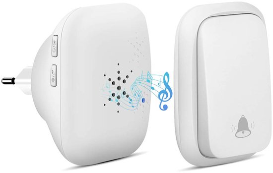 Ynkkvre - deurbel - draadloze stekker deurbel zonder batterij – waterdicht, 150 meter bereik, 38 ringtones, 4 volumeniveaus, LED-flits