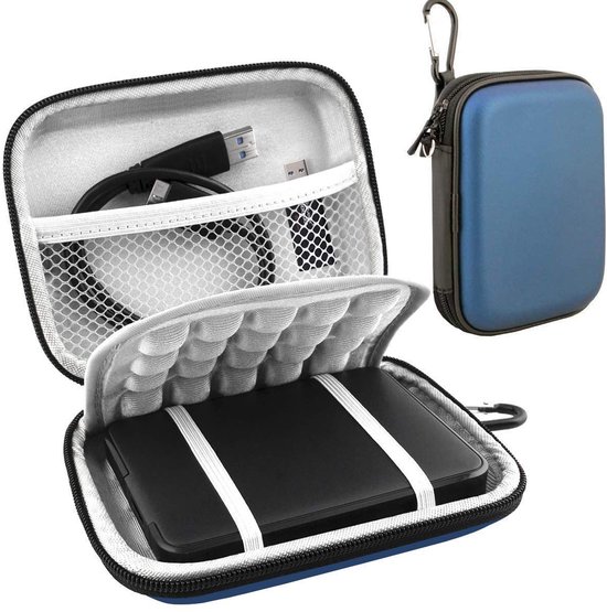 Ynkkvre - Harde Schijf Draagtas - Opberghoes - Powerbank Organizer - Waterafstotende Beschermhoes - Schokbestendig Ontwerp Voor 1-6 TB 2.5" HDD/SSD - 1 Stuk - Blauw van Merkloos