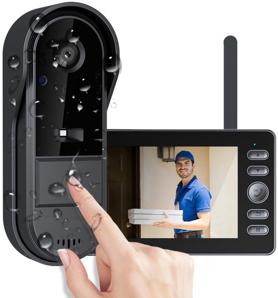 Ynkkvre - Video Deurbel – Slimme Deurbel – Deurbel met Scherm – 4,3-inch IPS – Draadloos – Geen wifi nodig – IP65 – Nachtzicht van Merkloos