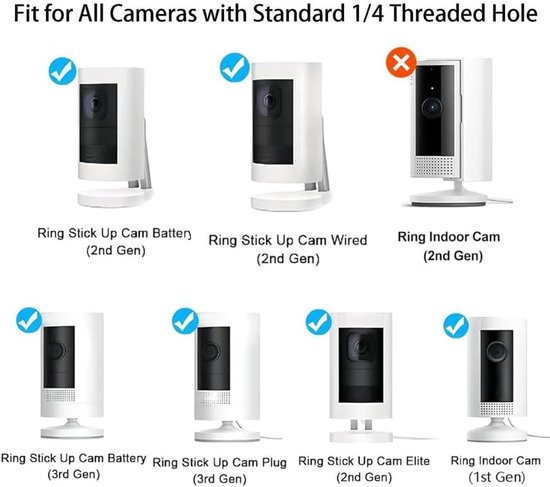 Zelfklevende ring camera muurbeugels - 360 graden verstelbare wandmontage zonder boren van Merkloos