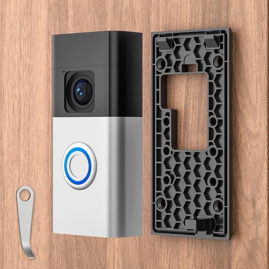 Zelfklevende video-deurbelhouder zonder boren, voor Ring-batterijdeurbel (versie 2024), deurmontageaccessoires voor appartementen, kantoren en woningen (1 verpakking)