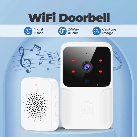 Zichtbare deurbel WIFI draadloze deurbel hd smart home intercom deurbel, wit van EEEKit