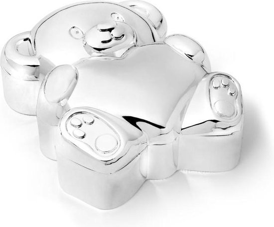 Zilverstad beer met hart tanden-haarlok doosje 6027261 met NAAMGRAVURE van Zilverstad